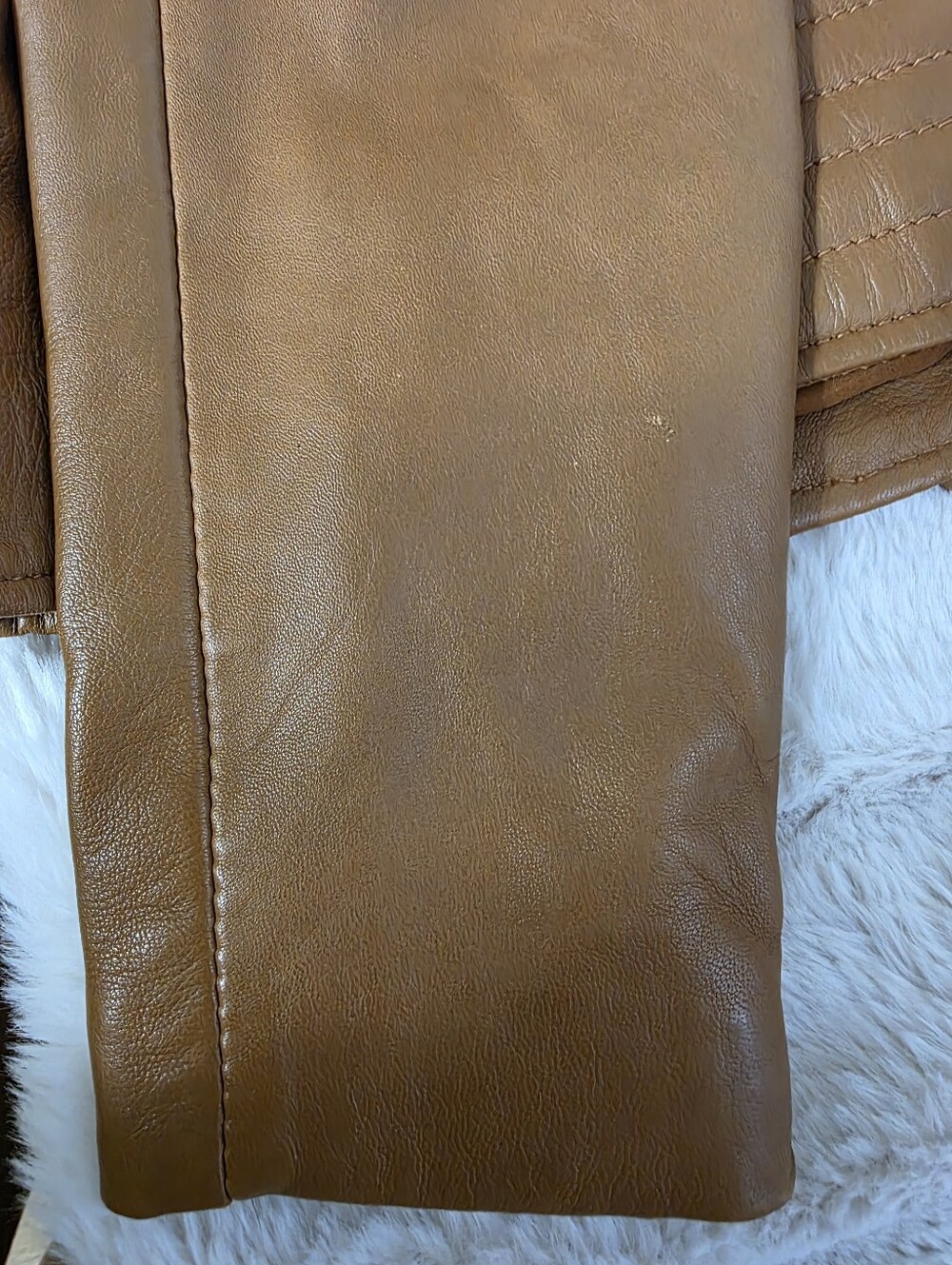 Spanish Genuine Sheep Leather Double Zip Moto Biker Jacket Brown - Picture 8 of 14